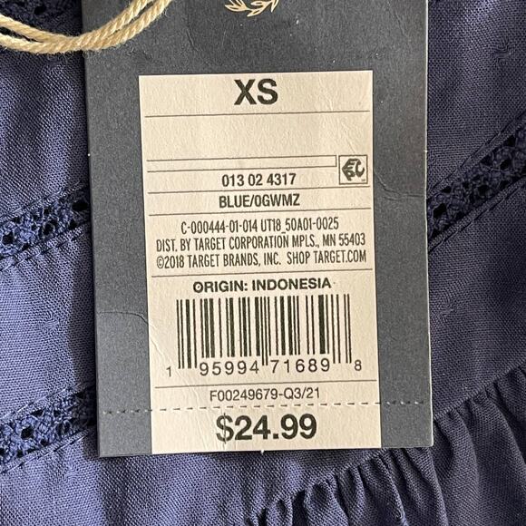 New Universal Thread Womens Blouse XS Blue V Neck Long Sleeve Lightweight Boho - Picture 7 of 13